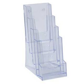 Présentoir plexiglas A6 4 compartiments ASK444 avec bac cartes de visite