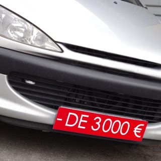 Cache plaque d'immatriculation avantage rouge - de 3000 €