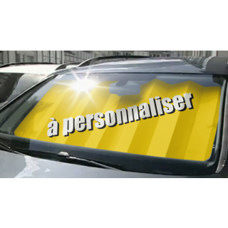 panneau VITRAFLASH jaune personnalisé avec texte sur pare-brise véhicule