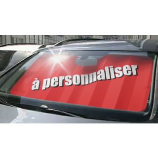panneau VITRAFLASH rouge personnalisé avec texte sur pare-brise véhicule