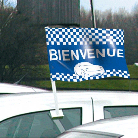 Drapeau bienvenue bleu de vitre automobile - Autosignal&eacute;tique