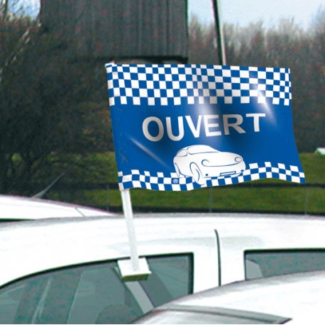 Drapeau ouvert bleu de vitre automobile - Autosignal&eacute;tique