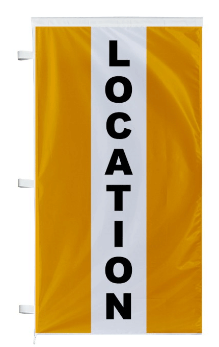 Bannière location orange à bandes latérales - Autosignalétique