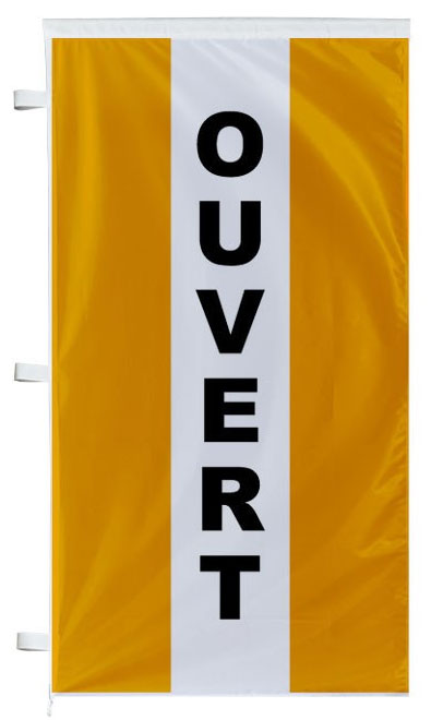 Bannière ouvert orange à bandes latérales - Autosignaletique