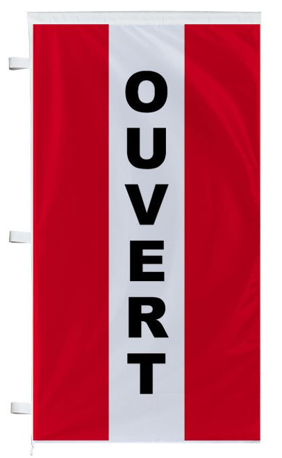 Bannière ouvert rouge à bandes latérales - Autosignal&eacute;tique