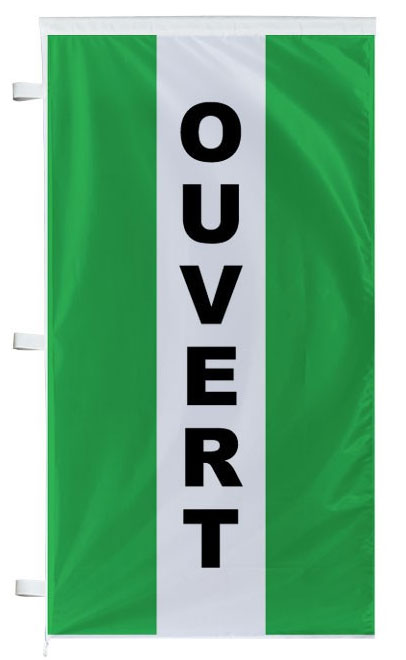 Bannière ouvert verte à bandes latérales - Autosignal&eacute;tique