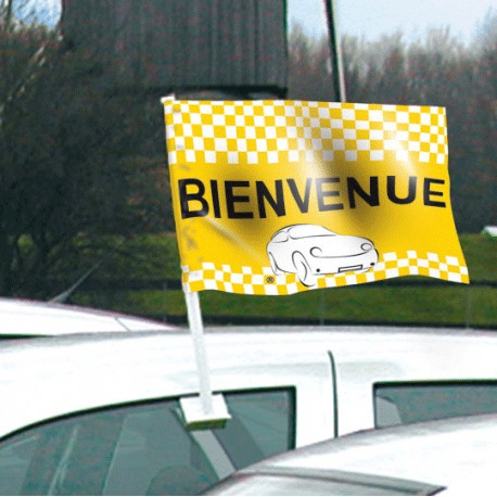 Drapeau bienvenue jaune de vitre automobile - Autosignalétique
