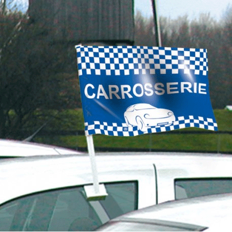 Drapeau carrosserie bleu de vitre automobile - Autosignalétique