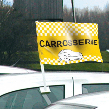 Drapeau carrosserie jaune de vitre automobile - Autosignalétique