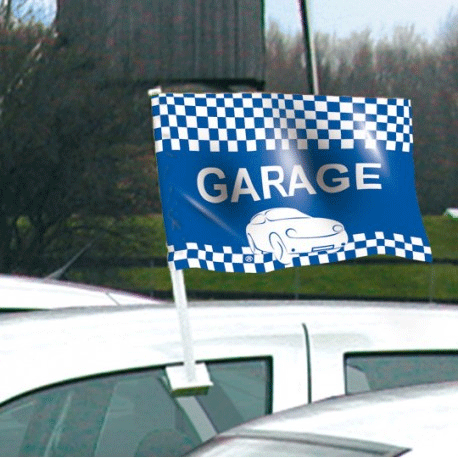 Drapeau garage bleu de vitre automobile - Autosignal&eacute;tique