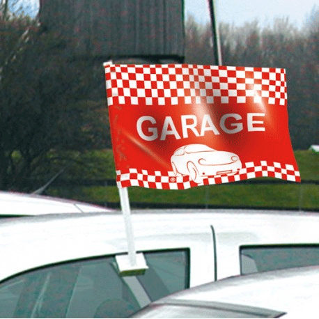 Drapeau garage rouge de vitre automobile - Autosignal&eacute;tique