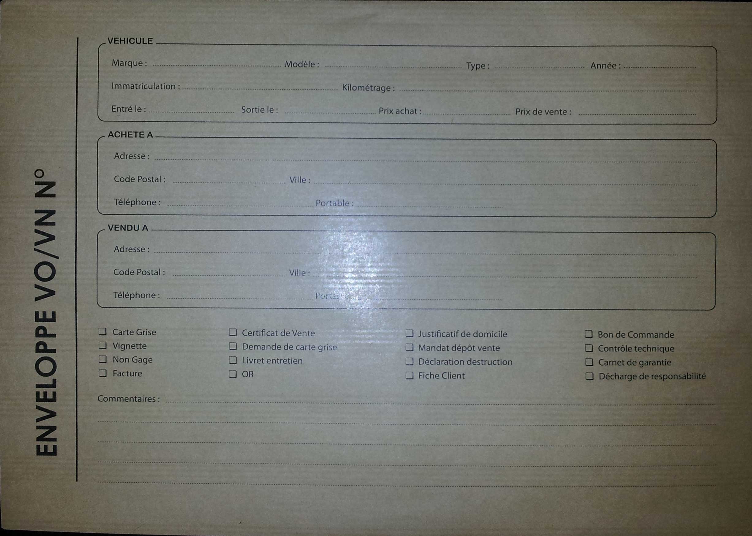 Enveloppe vo / vn les 100 ex - Autosignalétique