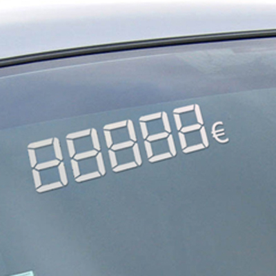 Chiffres digitaux adhésifs blancs euros - Autosignalétique