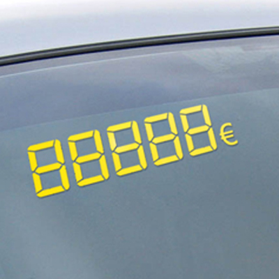 Chiffres digitaux adhésifs jaune euros - Autosignaletique