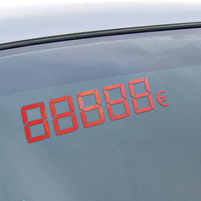 Chiffres digitaux adhésifs rouge euros - Autosignalétique
