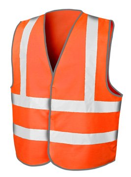 Gilet de sécurité orange fluo les 5 ex - Autosignal&eacute;tique