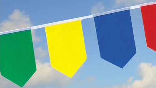 Guirlande multicouleurs avec écusson 20 x 30 cm