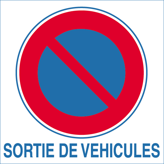 Autocollant interdiction de stationner sortie de véhicules - Autosignalétique