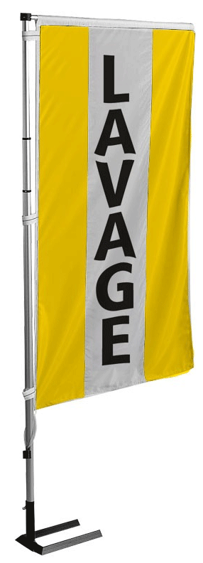 Kit mat et drapeau lavage jaune à bandes latérales 5.5 m - Autosignalétique