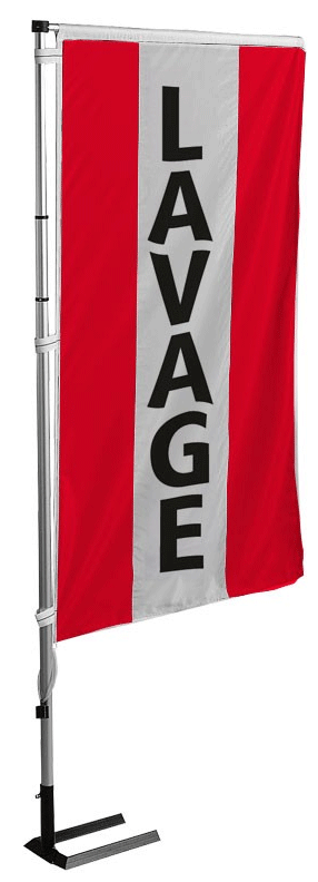 Kit mat et drapeau lavage rouge à bandes latérales 5.5 m - Autosignalétique