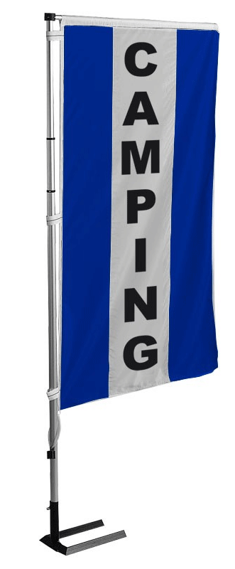 Kit mat et drapeau camping bleu à bandes latérales 4 m - Autosignalétique