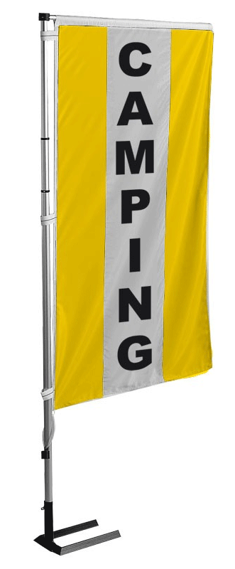 Kit mat et drapeau camping jaune à bandes latérales 5.5 m - Autosignaletique