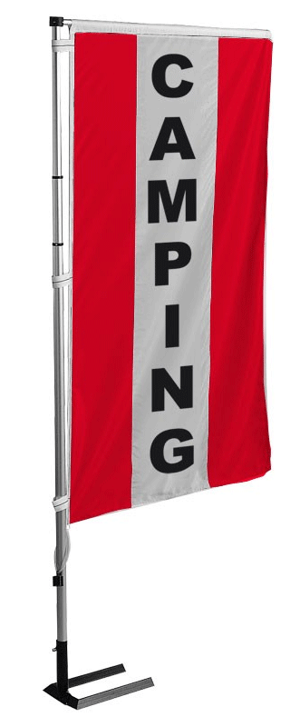 Kit mat et drapeau camping rouge à bandes latérales 4 m - Autosignaletique