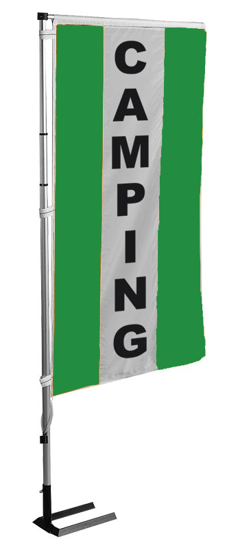 Kit mat et drapeau camping vert à bandes latérales 5.5 m - Autosignal&eacute;tique