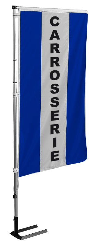Kit mat et drapeau carrosserie bleu à bandes latérales 4 m - Autosignalétique