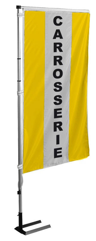 Kit mat et drapeau carrosserie jaune à bandes latérales 4 m - Autosignal&eacute;tique