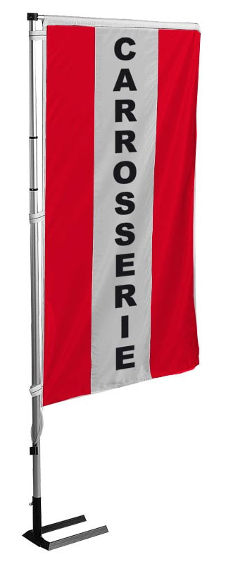 Kit mat et drapeau carrosserie rouge à bandes latérales 4 m - Autosignaletique