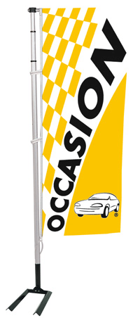 Kit mat et drapeau occasion jaune à damiers 5.5 m - Autosignaletique