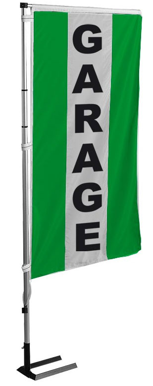 Kit mat et drapeau garage vert à bandes latérales 4 m - Autosignalétique