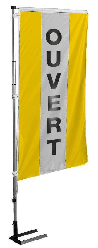 Kit mat et drapeau ouvert jaune à bandes latérales 5.5 m - Autosignalétique