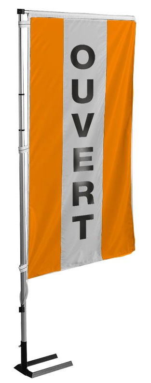 Kit mat et drapeau ouvert orange à bandes latérales 4 m - Autosignalétique