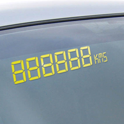 Chiffres digitaux adhésifs jaune kilometrage - Autosignalétique