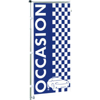 Kit mat et drapeau occasion éco bleu à damiers 4 m - Autosignalétique