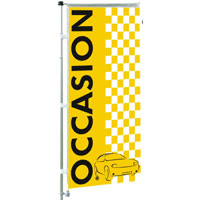 Kit mat et drapeau occasion éco jaune et noir à damiers 4 m - Autosignaletique