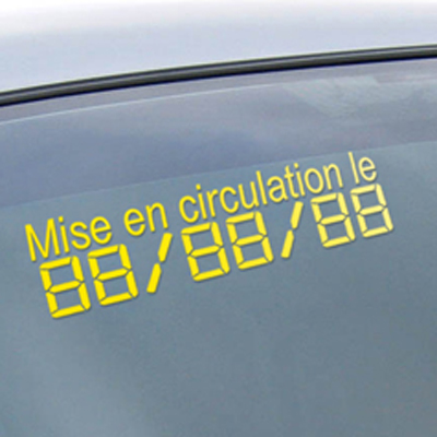 Chiffres digitaux adhésifs jaune mise en circulation - Autosignal&eacute;tique