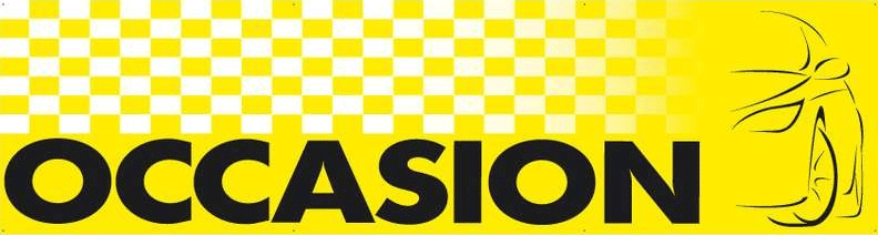 Banderole pvc occasion à damiers jaune - Autosignal&eacute;tique