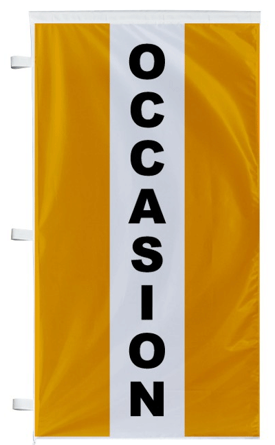 Drapeau occasion orange à bandes latérales - Autosignalétique