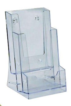 Présentoir plexiglas a6 2 compartiments ask442 avec bac cartes de visite - Autosignaletique