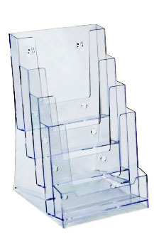 Présentoir plexiglas a5 4 compartiments ask449 avec bac cartes de visite - Autosignal&eacute;tique