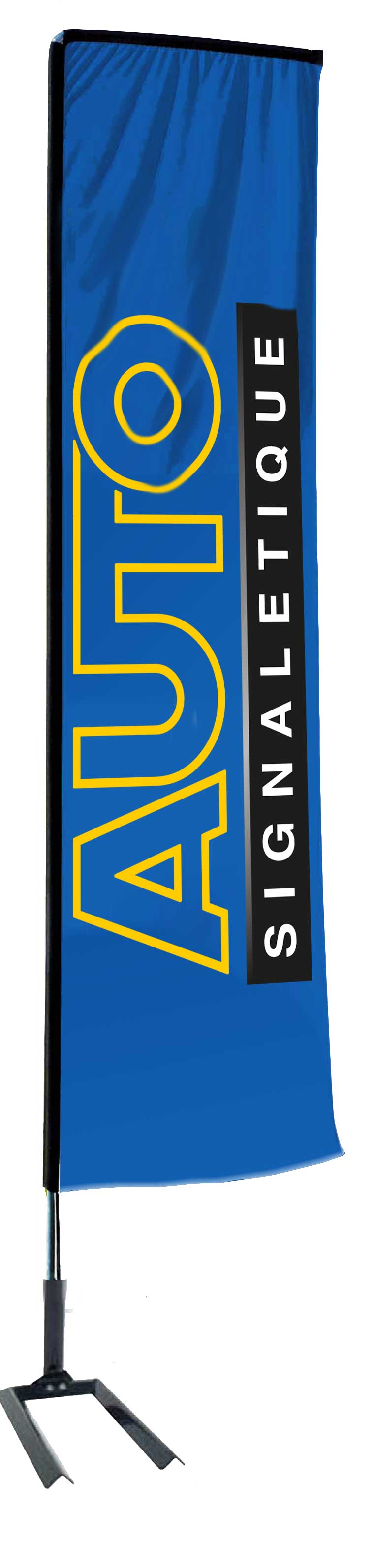 Kit mât salta 4.50 m avec voile 3.70 m personnalisée et pied autocal - Autosignal&eacute;tique