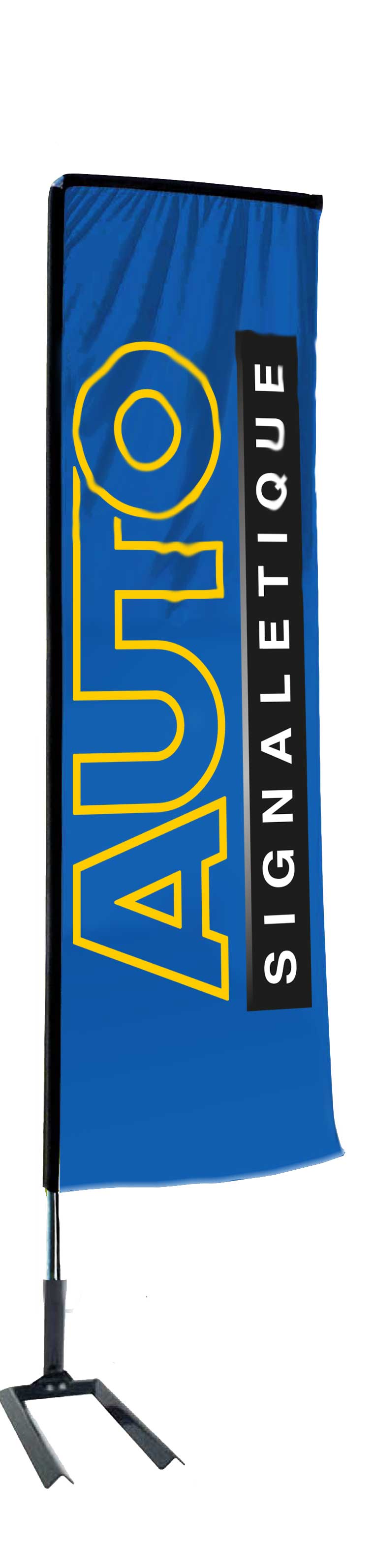 Kit mât salta 3.40 m avec voile 2.50 m personnalisée et pied autocal - Autosignal&eacute;tique