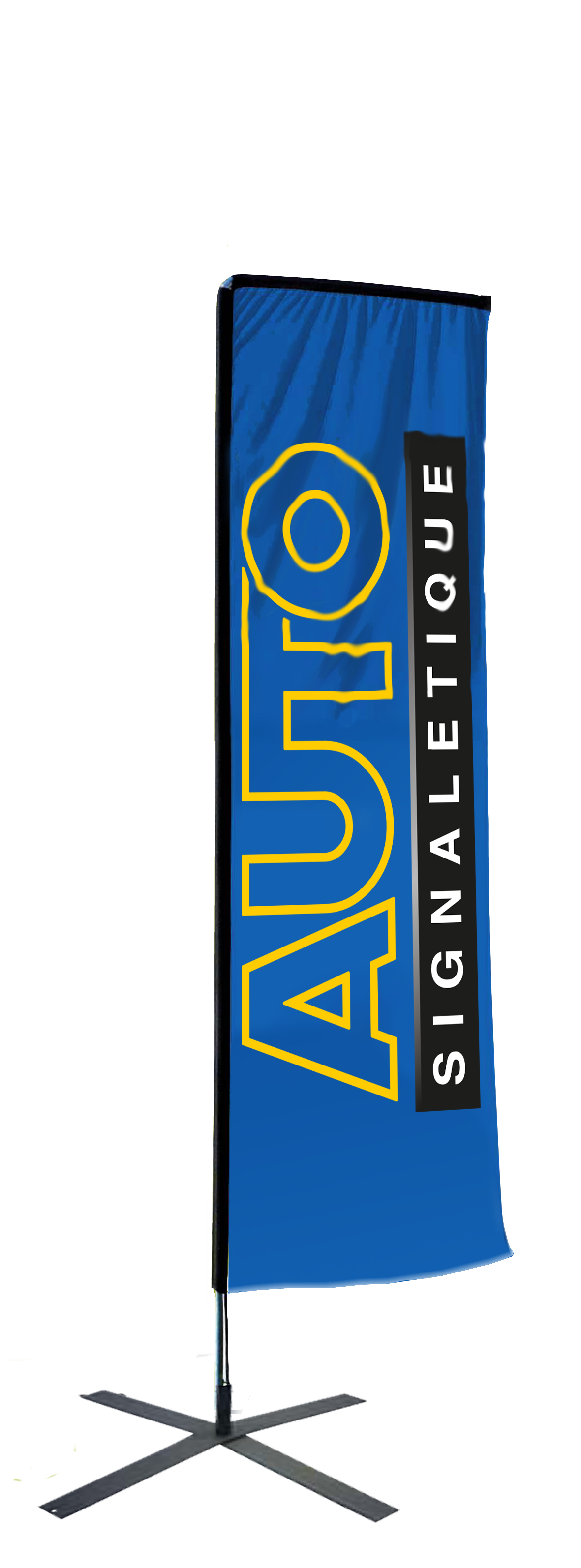 Kit mât salta 3.40 m avec voile 2.50 m personnalisée et pied croisillon - Autosignal&eacute;tique