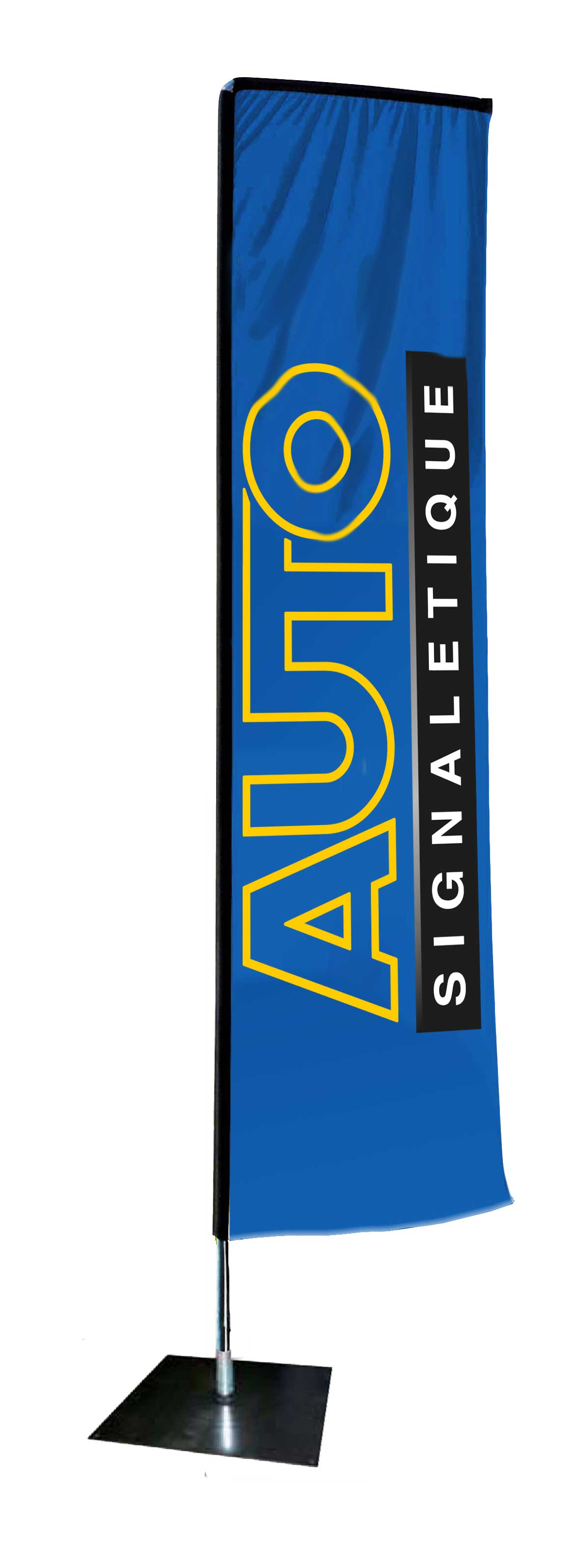 Kit mât salta 4.50 m avec voile 3.70 m personnalisée et pied platine - Autosignaletique