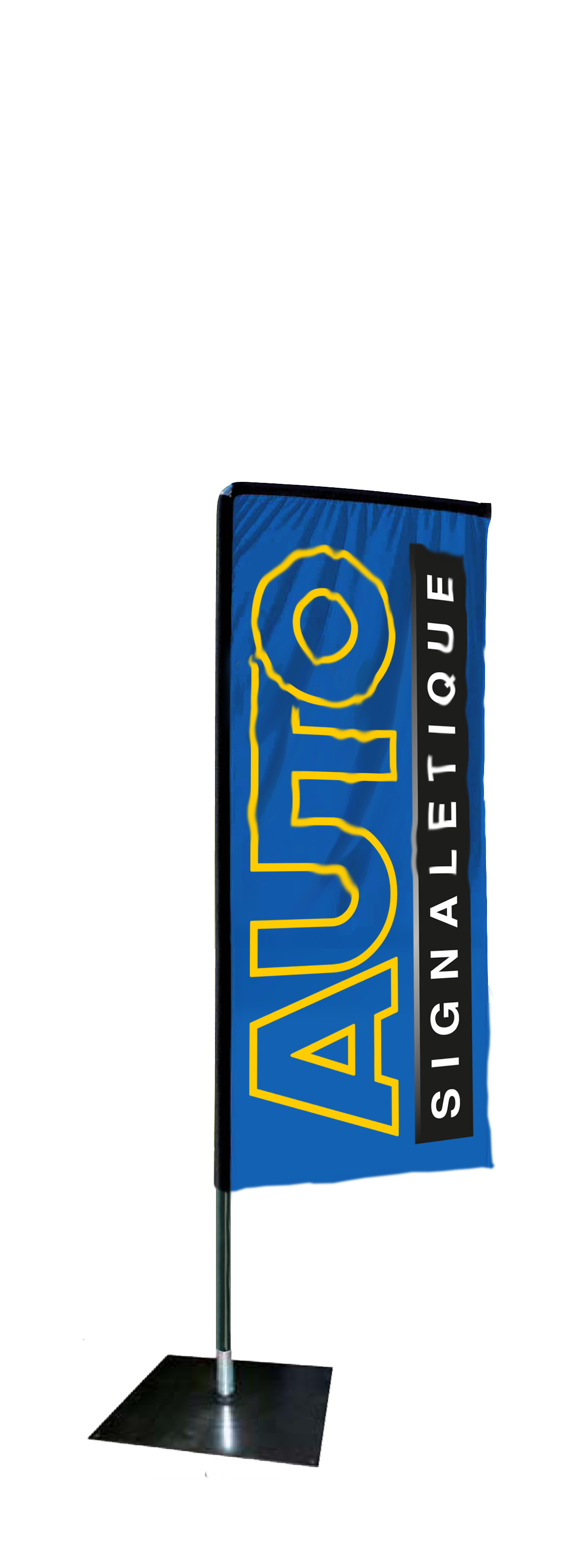 Kit mât salta 2.30 m avec voile 1.35 m personnalisée et pied platine - Autosignal&eacute;tique