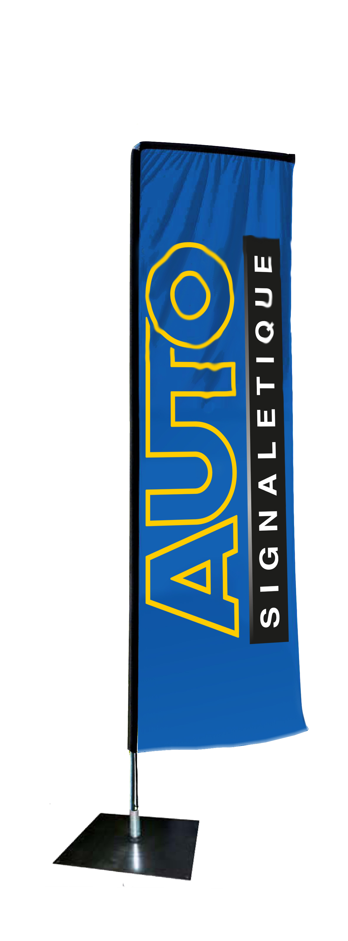 Kit mât salta 3.40 m avec voile 2.50 m personnalisée et pied platine - Autosignal&eacute;tique