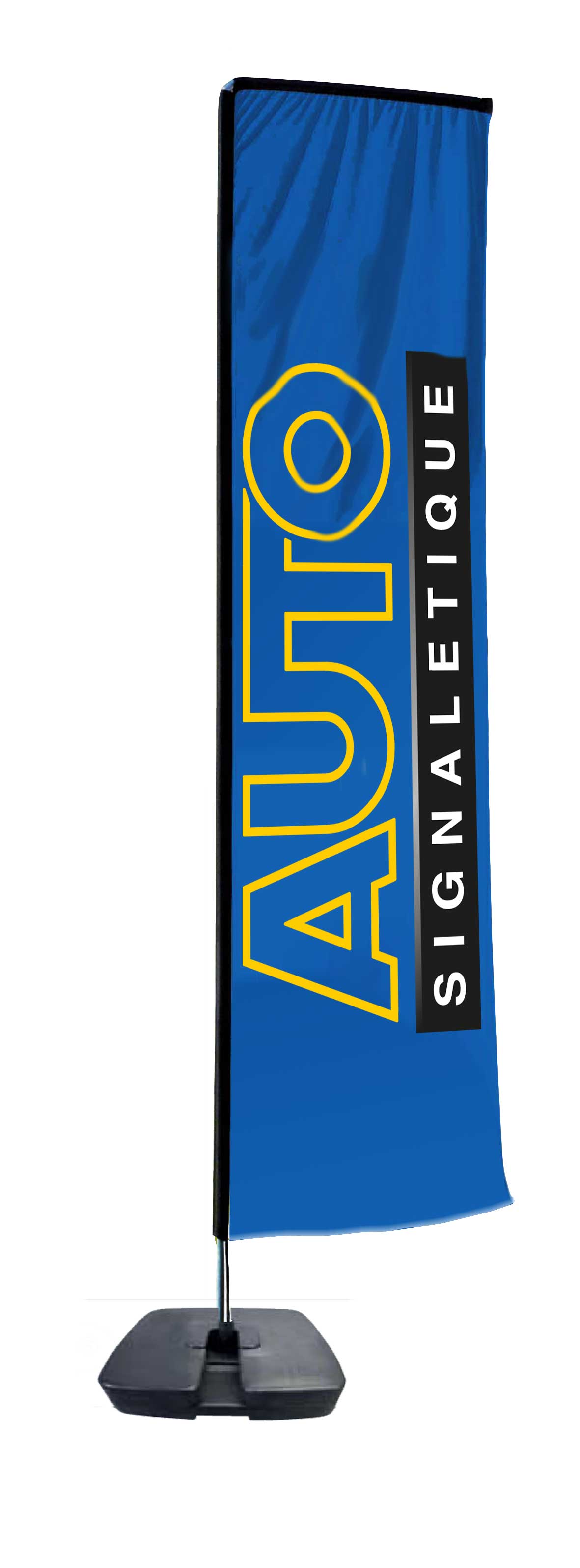 Kit mât salta 4.50 m avec voile 3.70 m personnalisée et pied lesté - Autosignaletique